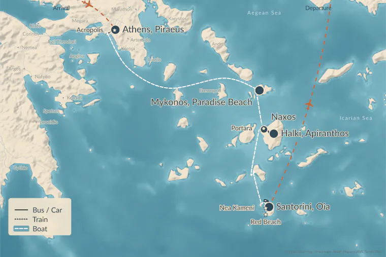 Island hopping in the Cyclades in the Mediterranean design