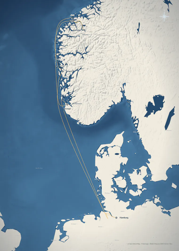Cruise from Hamburg to the Norwegian fjords in the Ocean design
