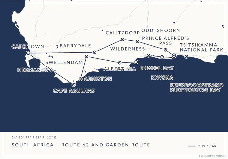 South Africa on Route 62 and the Garden Route in the Line design