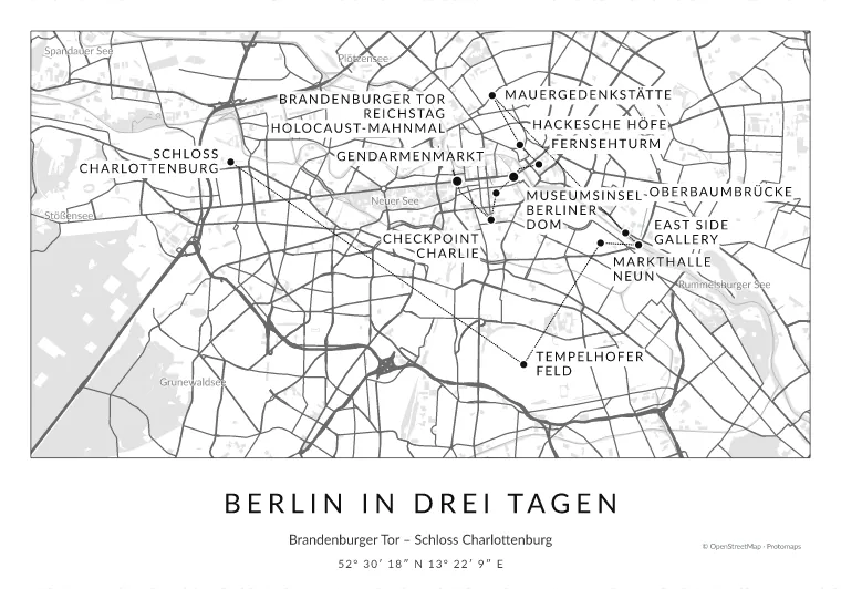 Stadtrundgang durch Berlin mit 15 Stationen im Design Stadtplan