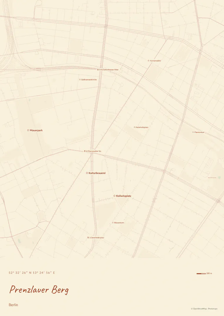 Kiezkarte Prenzlauer Berg im Design Poster