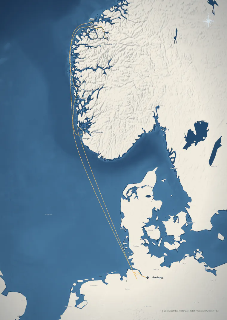 Kreuzfahrt von Hamburg zu den norwegischen Fjorden im Design Ozean